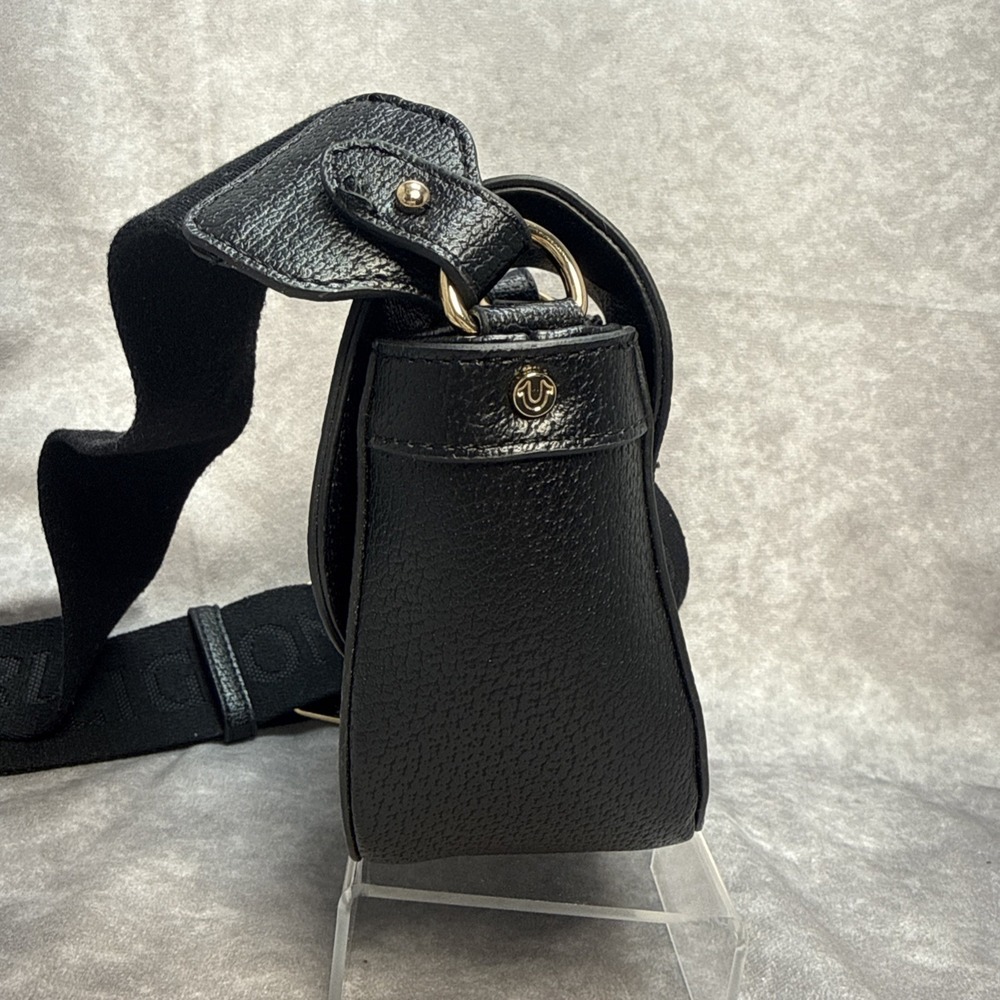 True Religion Stylish Mini Flap Horseshoe Logo Crossbody Bag Black - Picture 6 of 16